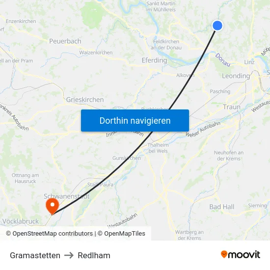 Gramastetten to Redlham map