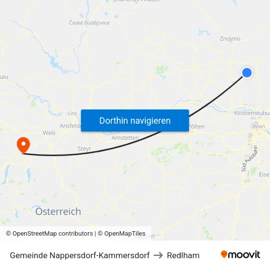 Gemeinde Nappersdorf-Kammersdorf to Redlham map