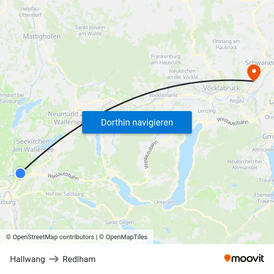 Hallwang to Redlham map