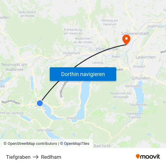 Tiefgraben to Redlham map