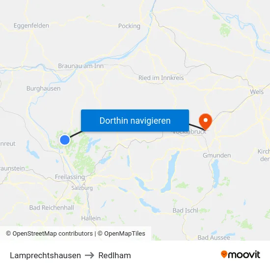 Lamprechtshausen to Redlham map