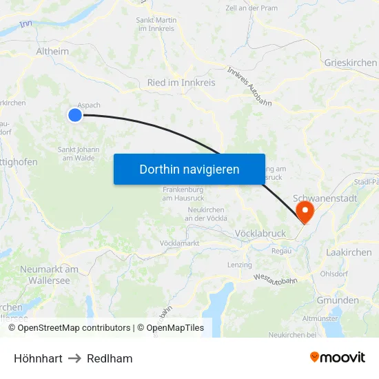 Höhnhart to Redlham map