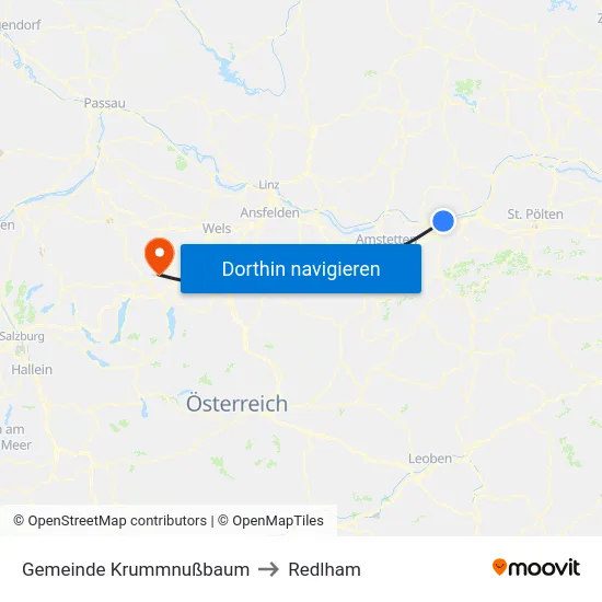 Gemeinde Krummnußbaum to Redlham map