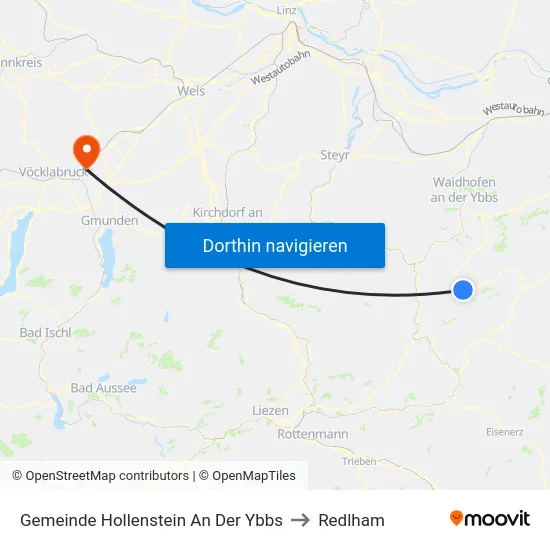 Gemeinde Hollenstein An Der Ybbs to Redlham map