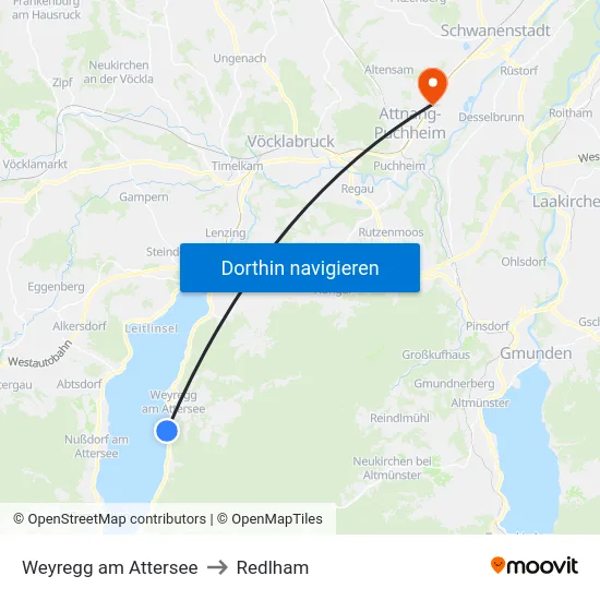 Weyregg am Attersee to Redlham map