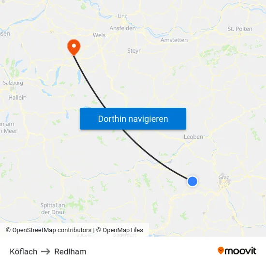Köflach to Redlham map
