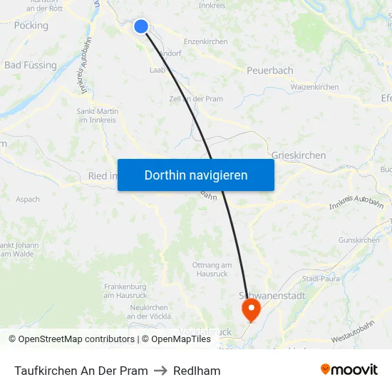 Taufkirchen An Der Pram to Redlham map