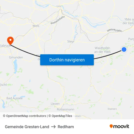 Gemeinde Gresten-Land to Redlham map