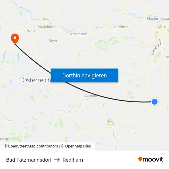 Bad Tatzmannsdorf to Redlham map