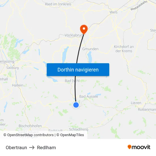 Obertraun to Redlham map