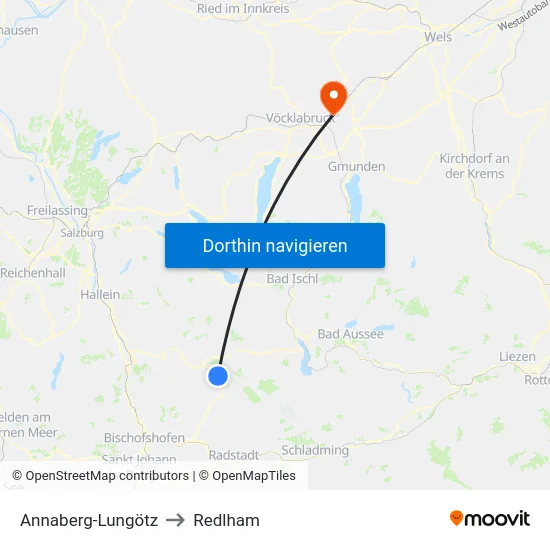 Annaberg-Lungötz to Redlham map