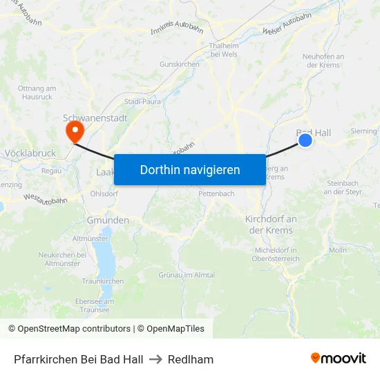 Pfarrkirchen Bei Bad Hall to Redlham map