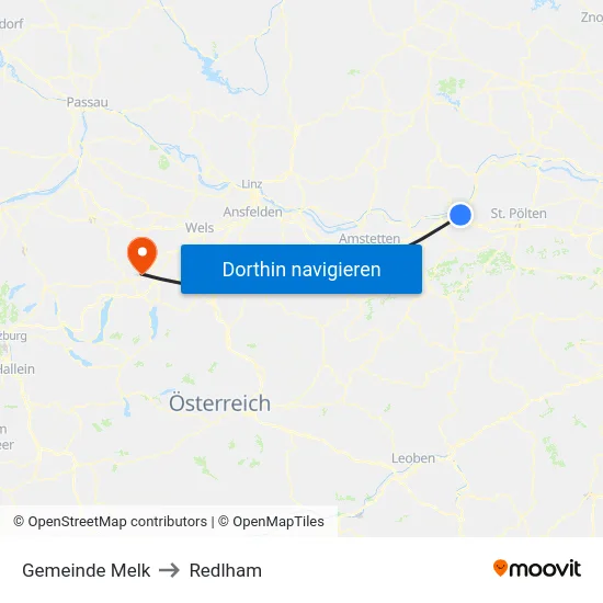 Gemeinde Melk to Redlham map