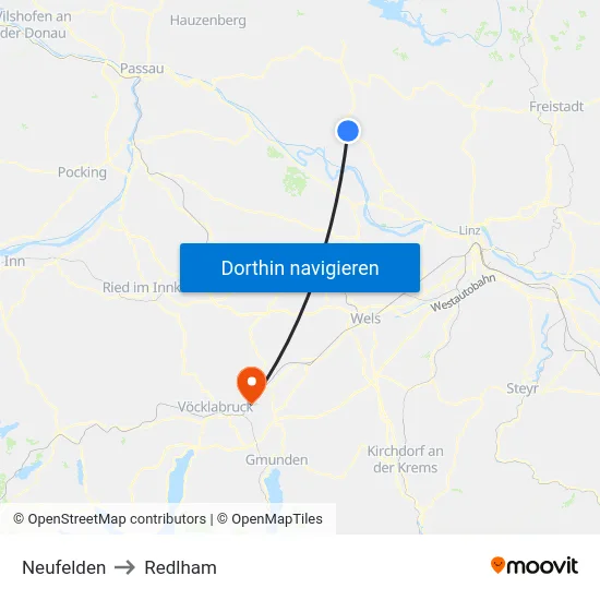 Neufelden to Redlham map