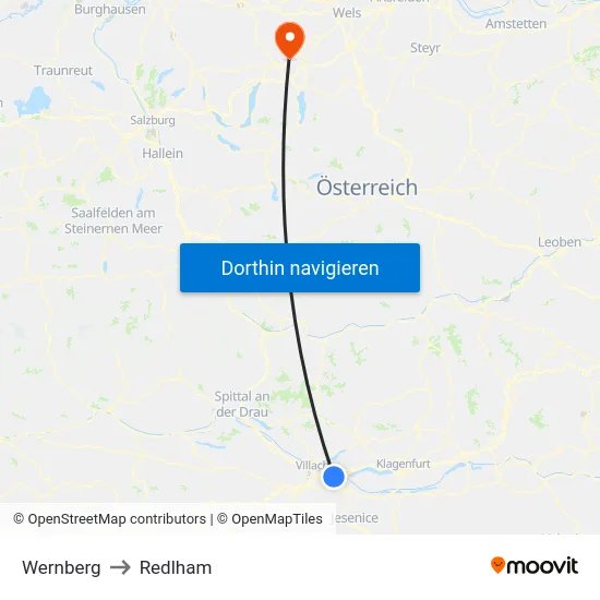 Wernberg to Redlham map