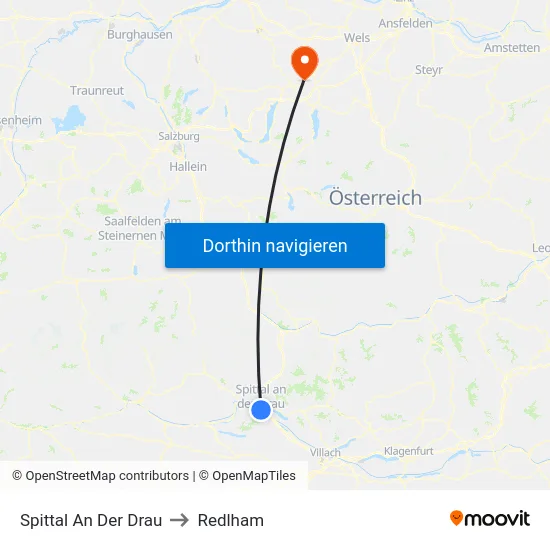 Spittal An Der Drau to Redlham map