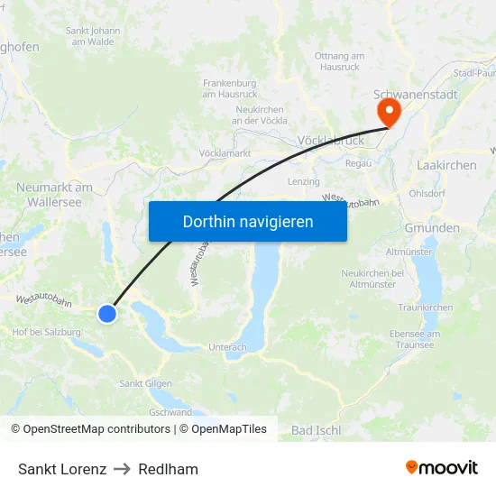 Sankt Lorenz to Redlham map