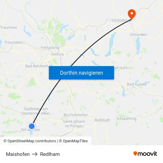 Maishofen to Redlham map