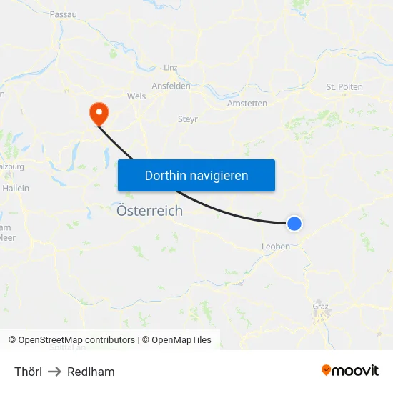 Thörl to Redlham map