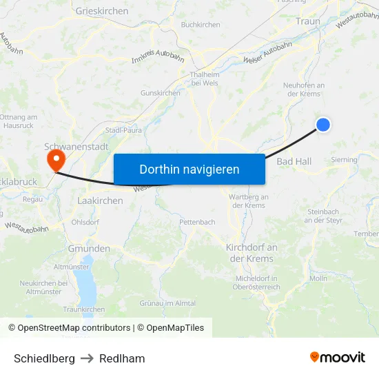Schiedlberg to Redlham map