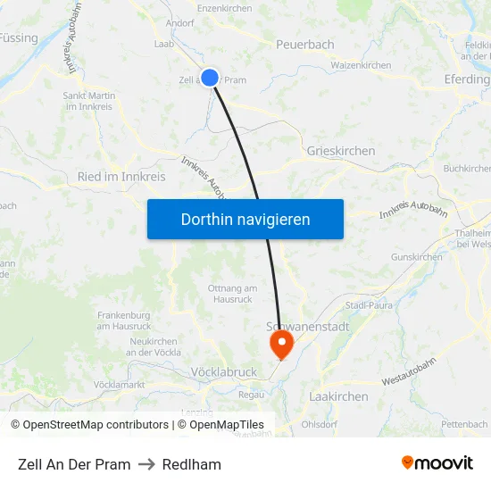 Zell An Der Pram to Redlham map