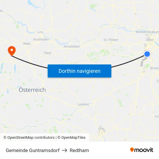 Gemeinde Guntramsdorf to Redlham map