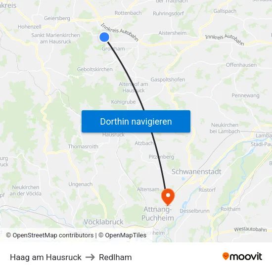 Haag am Hausruck to Redlham map