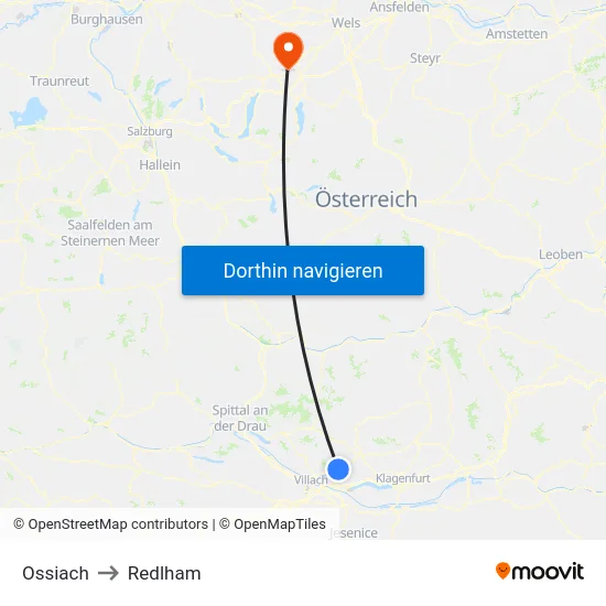 Ossiach to Redlham map