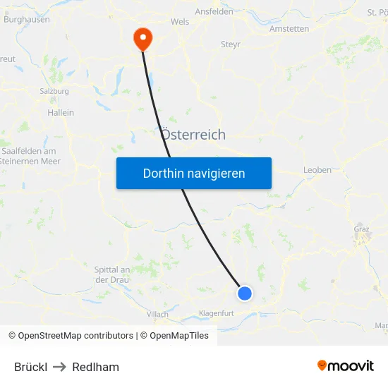 Brückl to Redlham map