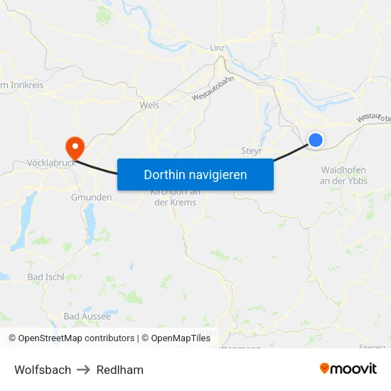 Wolfsbach to Redlham map