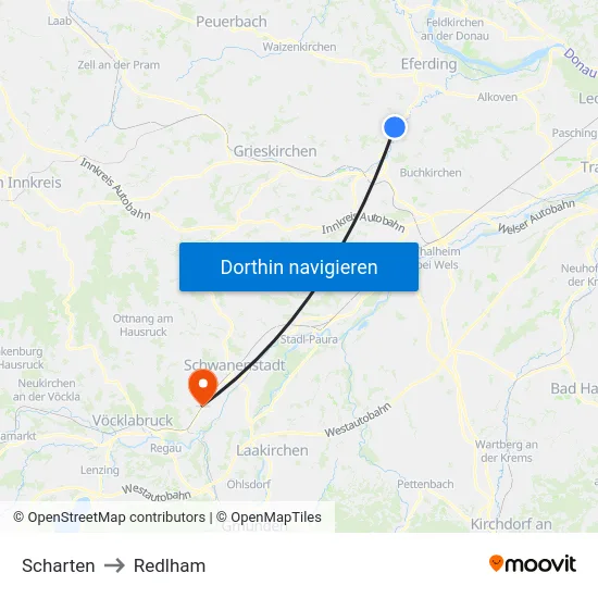Scharten to Redlham map