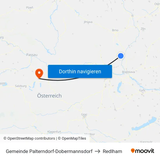 Gemeinde Palterndorf-Dobermannsdorf to Redlham map