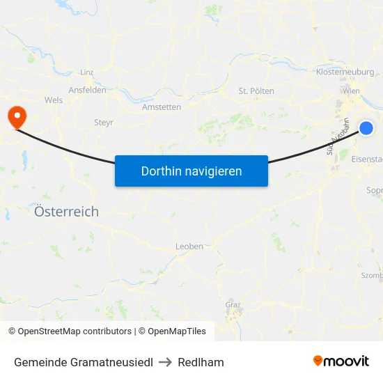 Gemeinde Gramatneusiedl to Redlham map