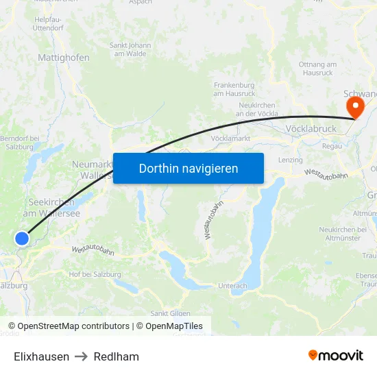 Elixhausen to Redlham map
