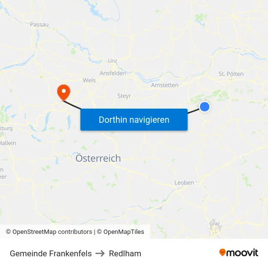 Gemeinde Frankenfels to Redlham map