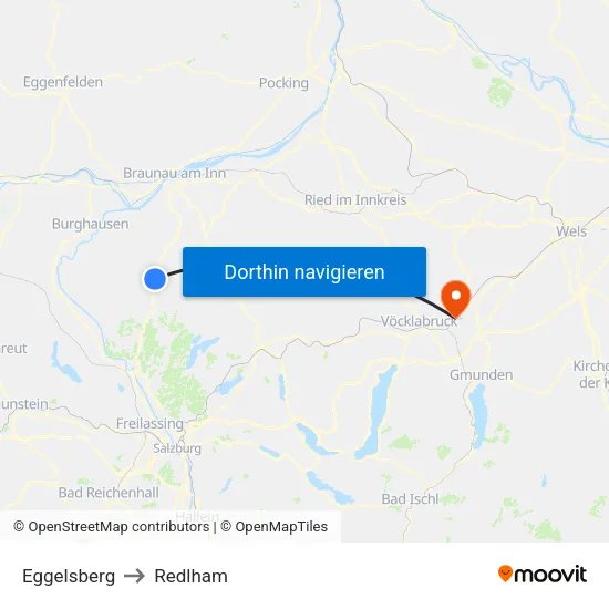 Eggelsberg to Redlham map