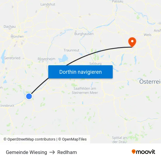 Gemeinde Wiesing to Redlham map