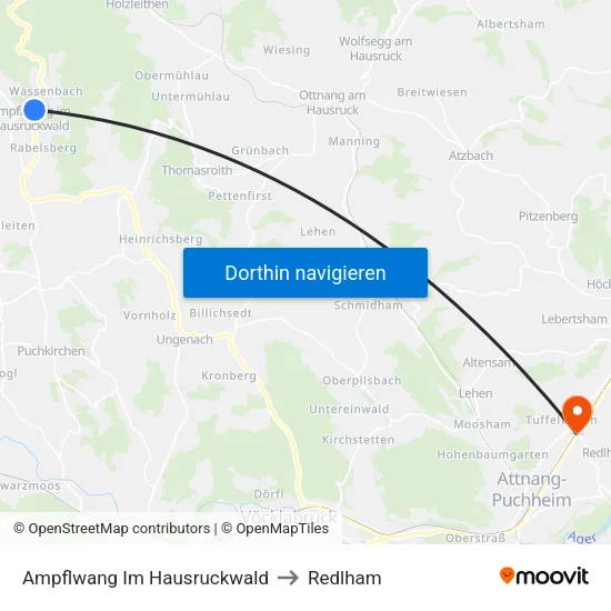 Ampflwang Im Hausruckwald to Redlham map