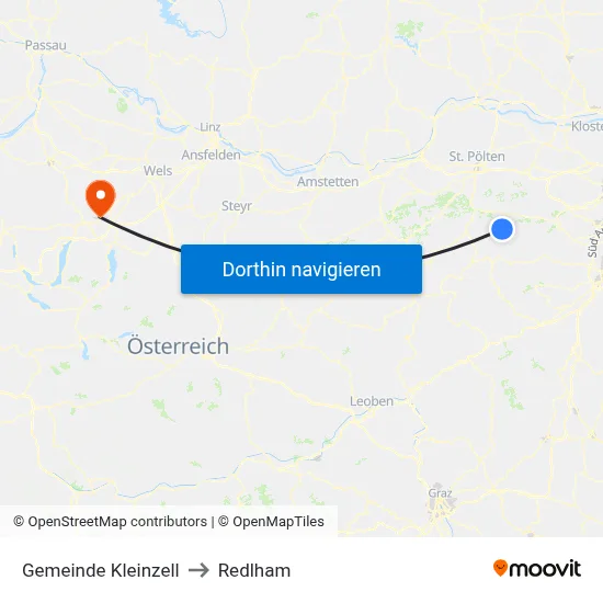 Gemeinde Kleinzell to Redlham map