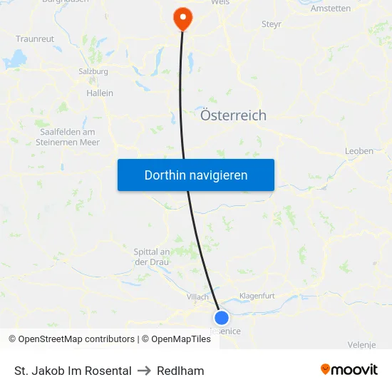 St. Jakob Im Rosental to Redlham map
