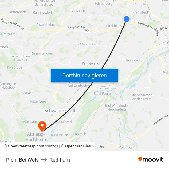 Pichl Bei Wels to Redlham map