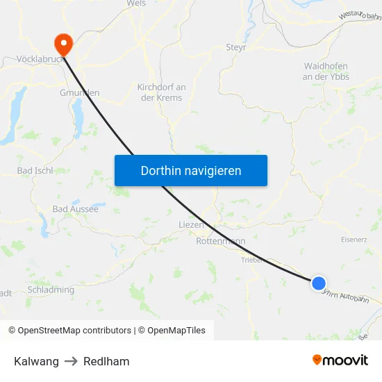 Kalwang to Redlham map