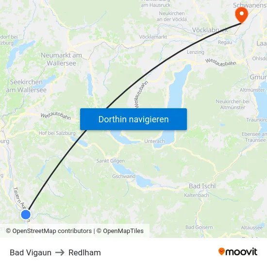 Bad Vigaun to Redlham map