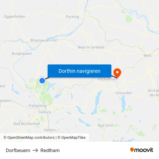 Dorfbeuern to Redlham map