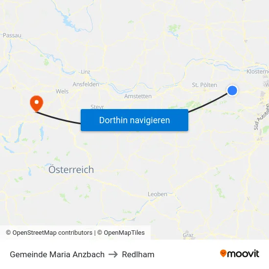 Gemeinde Maria Anzbach to Redlham map