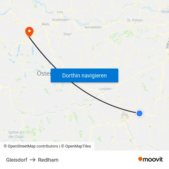 Gleisdorf to Redlham map