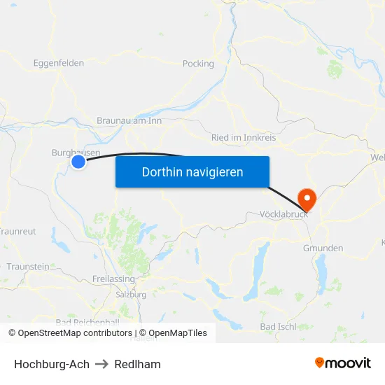 Hochburg-Ach to Redlham map