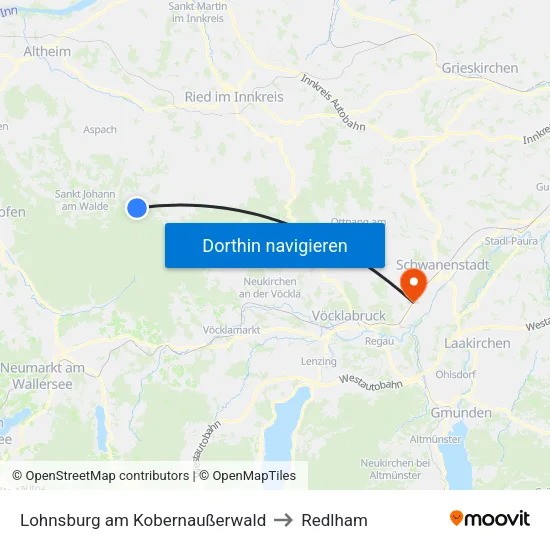 Lohnsburg am Kobernaußerwald to Redlham map