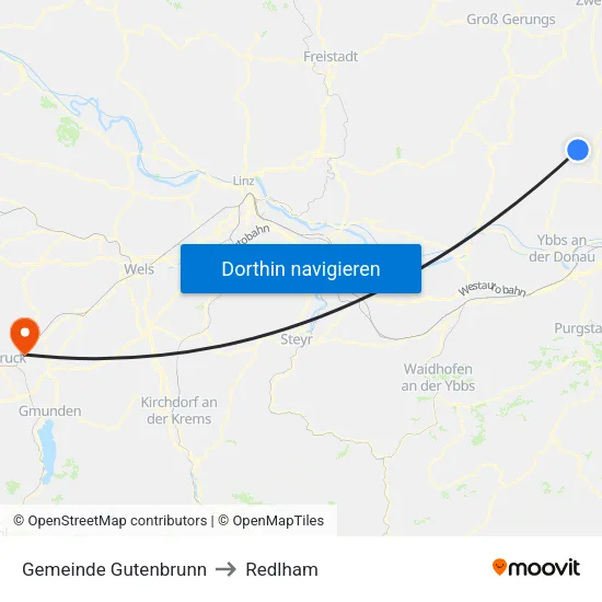 Gemeinde Gutenbrunn to Redlham map