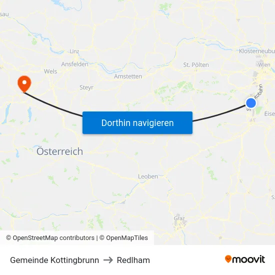 Gemeinde Kottingbrunn to Redlham map